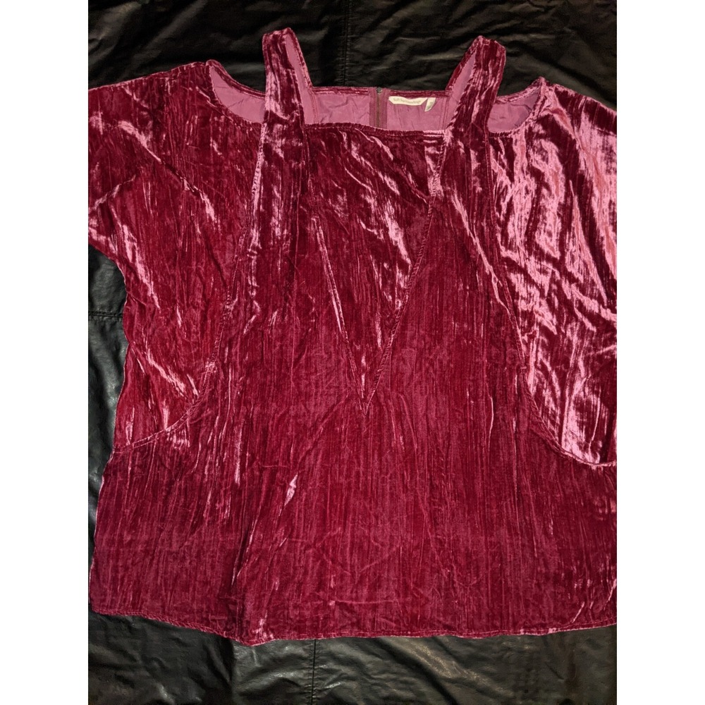Soft Surroundings Estelle Crushed Velvet Tunic Size 2X Raspberry Pockets